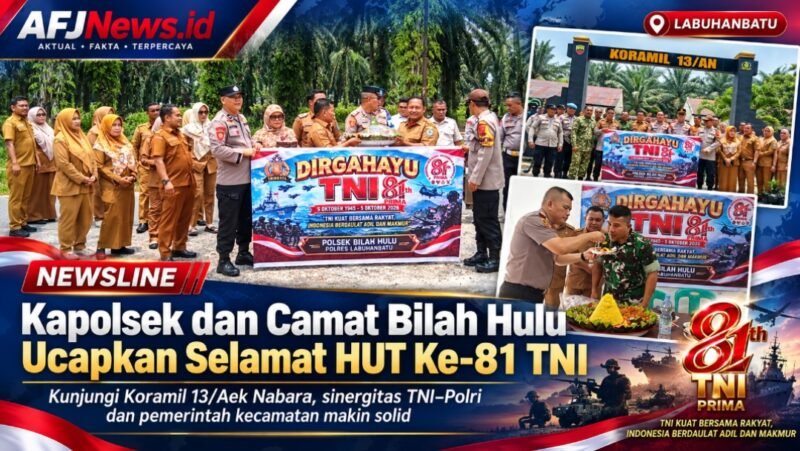 HUT ke-81 TNI, Polsek dan Pemcam Bilah Hulu Sambangi Koramil 13/Aek Nabara: Sinergitas Semakin Kokoh