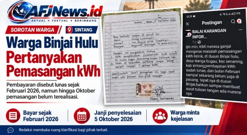 Janji Pemasangan kWh Lewati Tenggat, Warga Nanga Bugau Minta Kepastian PT Roda Teknik